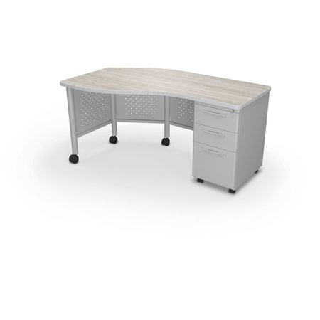 MOORECO Instructor Desk Right 29.8"H x 60"W x 36.3"D Grey Elm 91785-8201-PL
